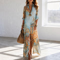 Solmare – Mediterranean Baroque Print Chemisier Maxi Dress