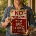 Hollerwood – Rustic No Trespassing Tin Sign for Porch Garage Garden