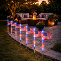 Stargrove – Solar American Flag Light Stakes, 8-Piece Set for 4th of July Walkway & Yard Decor