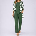 Brenda – Women's 3 Piece Set with Floral Cardigan, Scoop Top and Wide Leg Trousers