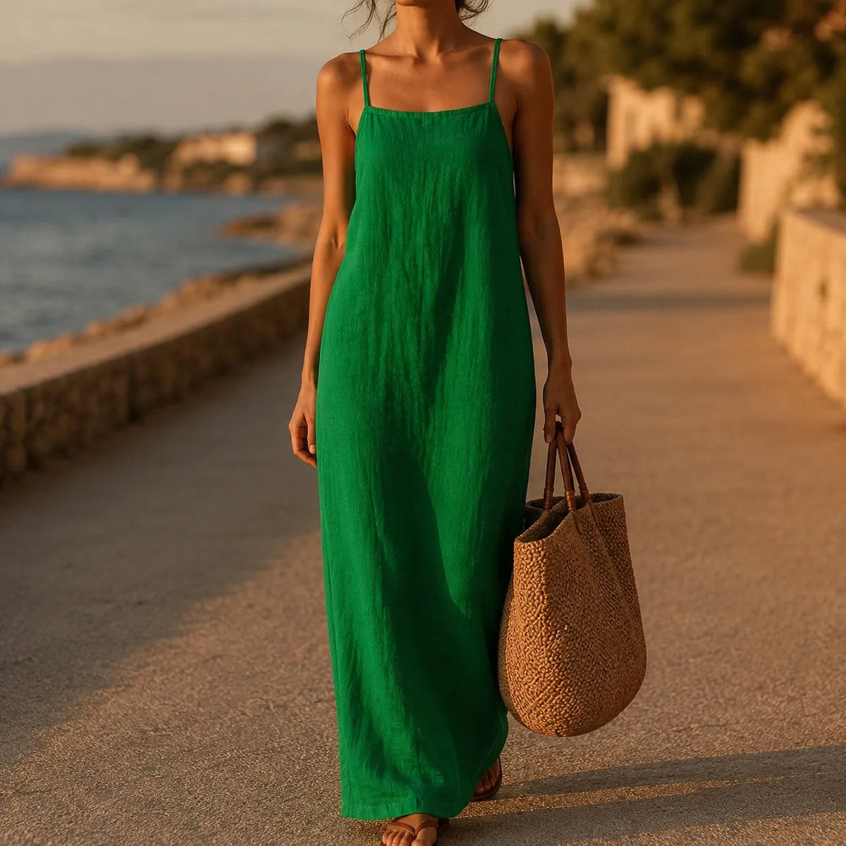 Marelle – Linen-Look Maxi Slip Dress