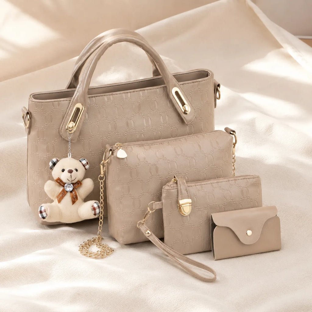 Belluna – 4-Piece Matching Handbag Set, Leather Tote Crossbody Pouch Card Holder