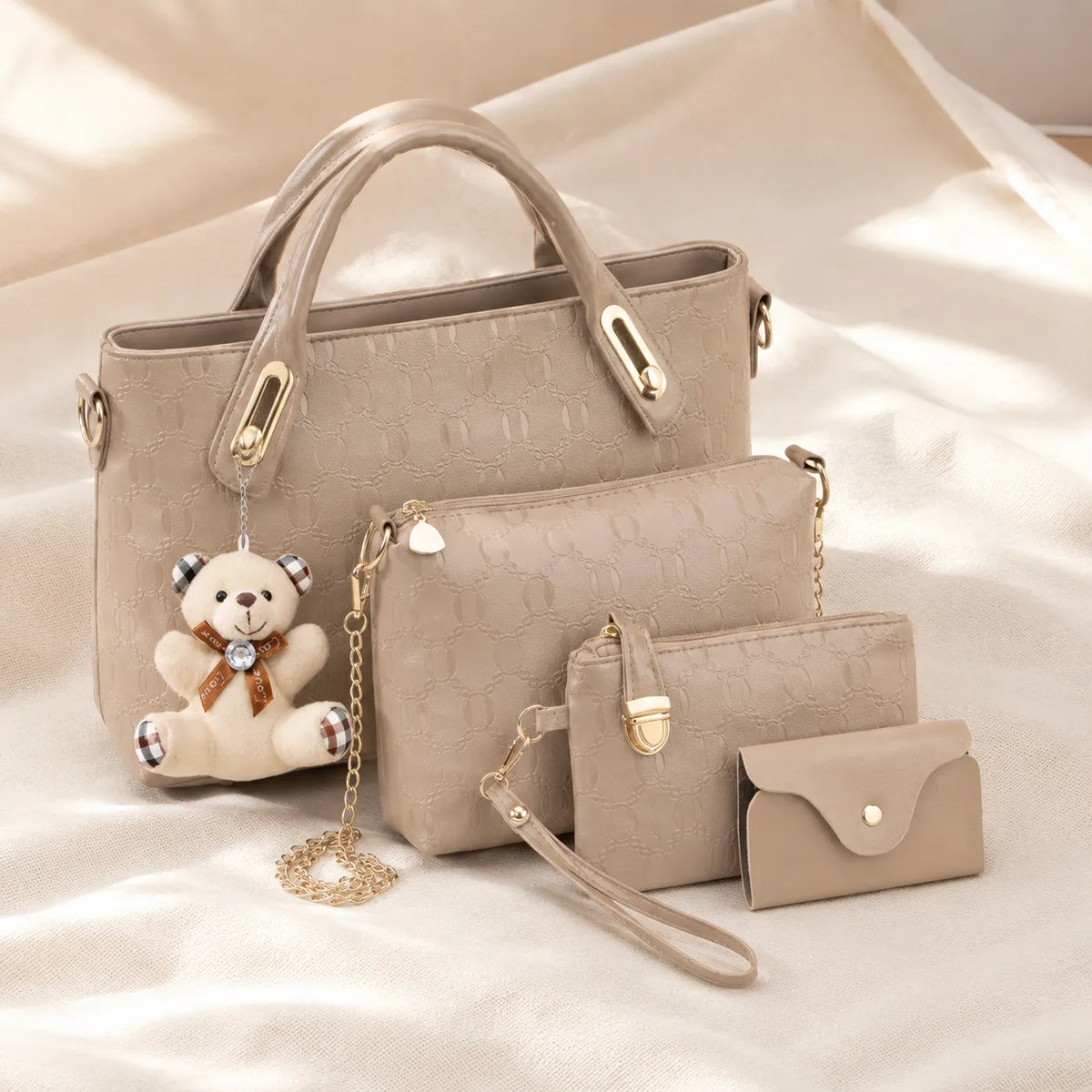Belluna – 4-Piece Matching Handbag Set, Leather Tote Crossbody Pouch Card Holder