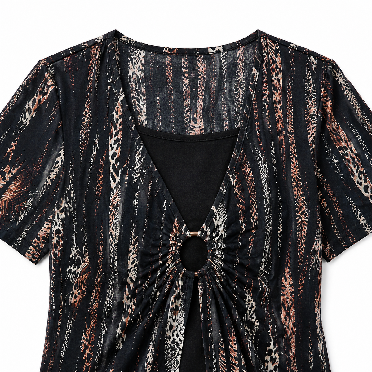 Wearbella – Draped Front V-Neck Layered Top