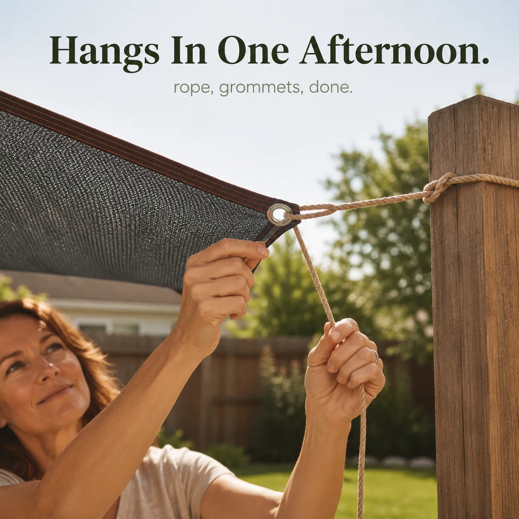 Shadehaven – HDPE Garden Shade Sail, UV-Blocking Mesh Canopy for Patio, Yard & Pergola