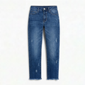 Vivara – Women's Retro Fringed Cropped Straight Leg Jeans