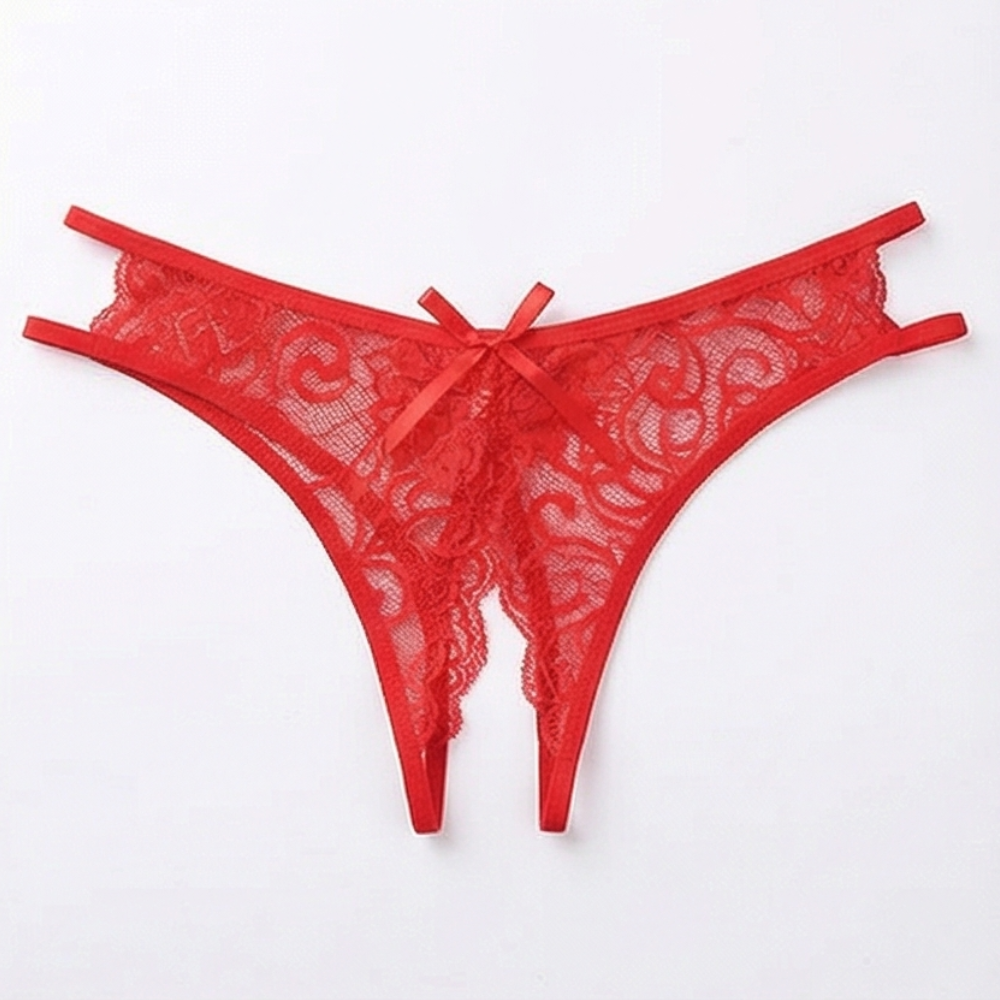 Velara – Women's Floral Lace Open Crotch Thong