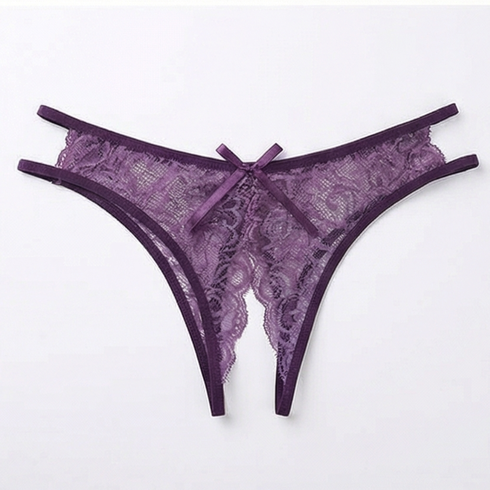 Velara – Women's Floral Lace Open Crotch Thong