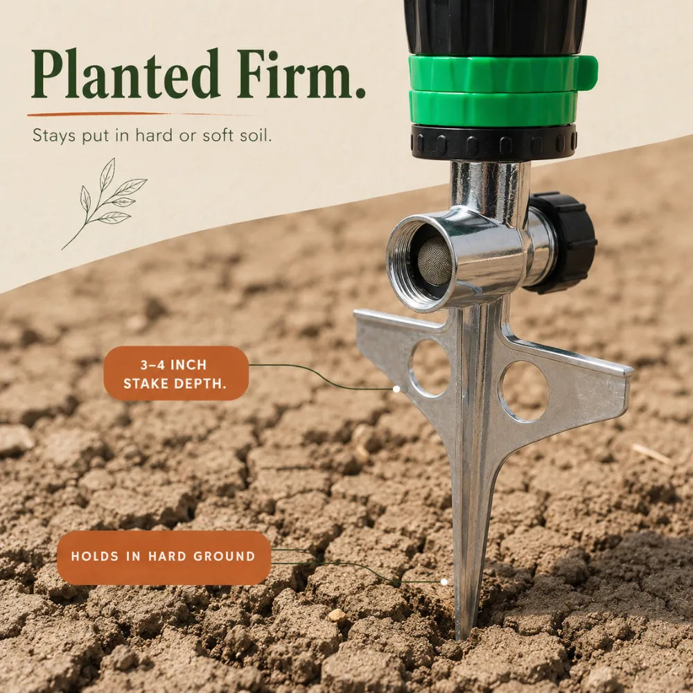 Yardwell – Gear Drive Rotating Sprinkler with Spike, 5 Spray Patterns and Adjustable Arc for Lawn and Garden