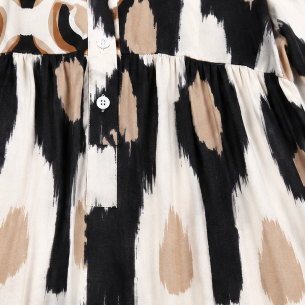 Ruffalia – V-Neck Ruffle Hem Tunic Dress