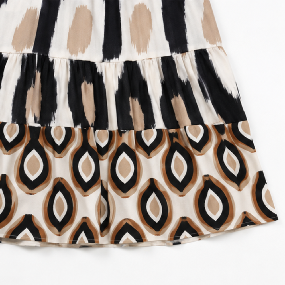 Ruffalia – V-Neck Ruffle Hem Tunic Dress
