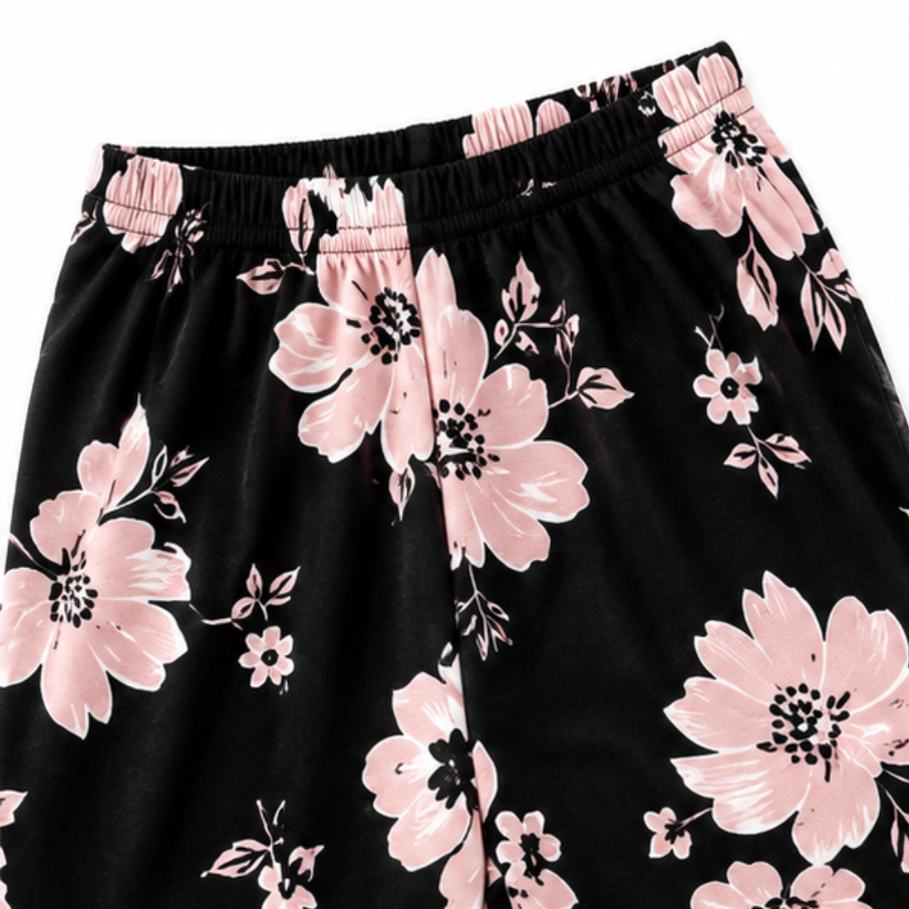 Wearbella – Double-Layer Top And Floral Wide-Leg Pants Set