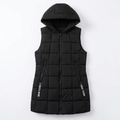 Covara – Long Quilted Puffer Vest with Hood