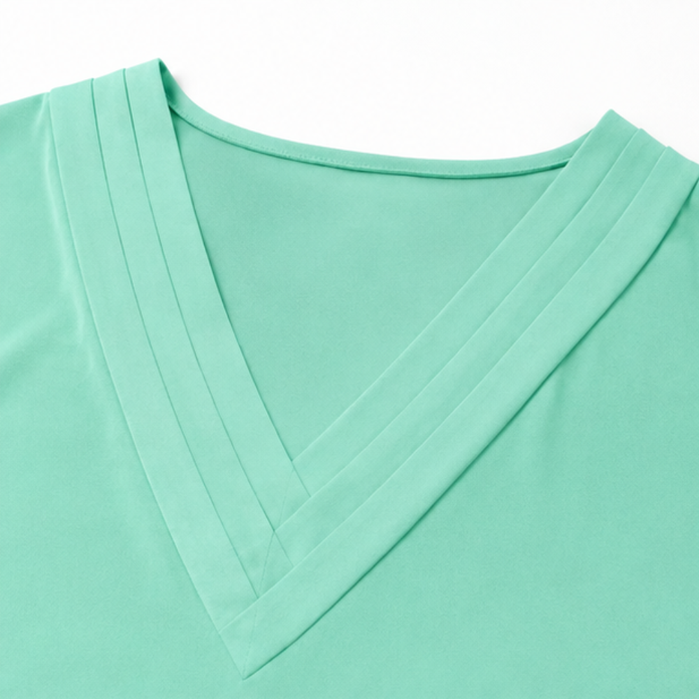 Wearbella – Pleated V-Neck Batwing Sleeve Mini Dress