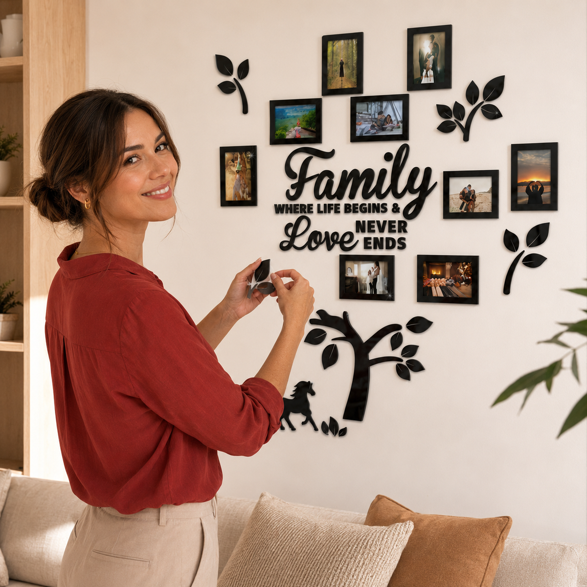 Halena – 3D Acrylic Family Tree Wall Decor with 11 Photo Frames