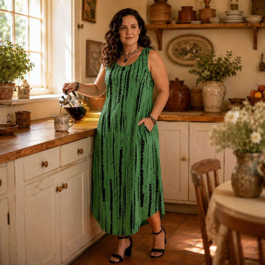 Soliera – Relaxed Fit Sleeveless Midi Dress With Pockets