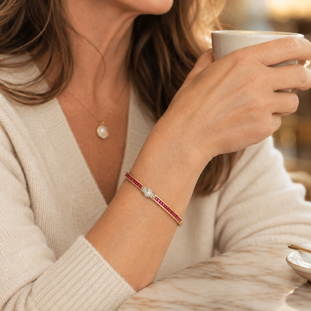 Lunavia – Bangle Bracelet with Oval Crystal Center Stone