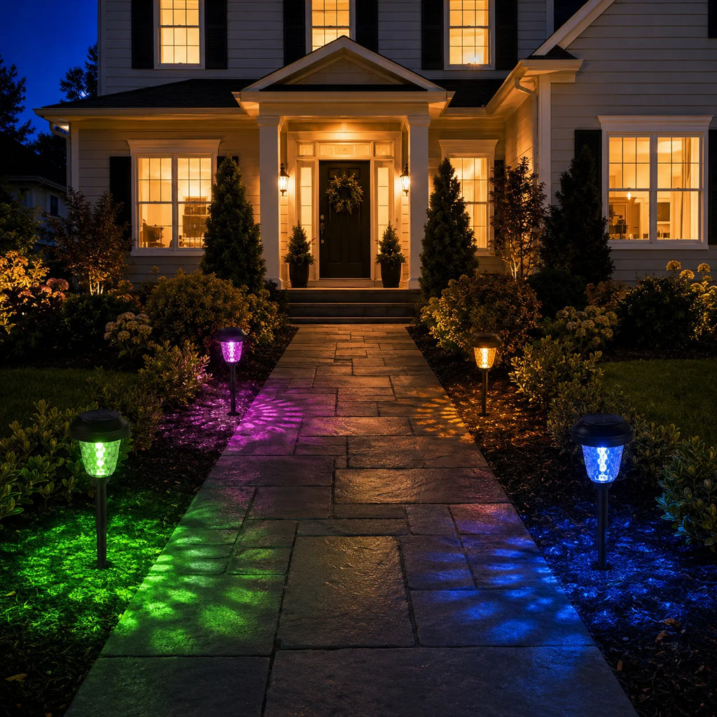 Lumora – Solar Pathway Lights with Color Firework Projection, Waterproof Outdoor Garden Stake Lights