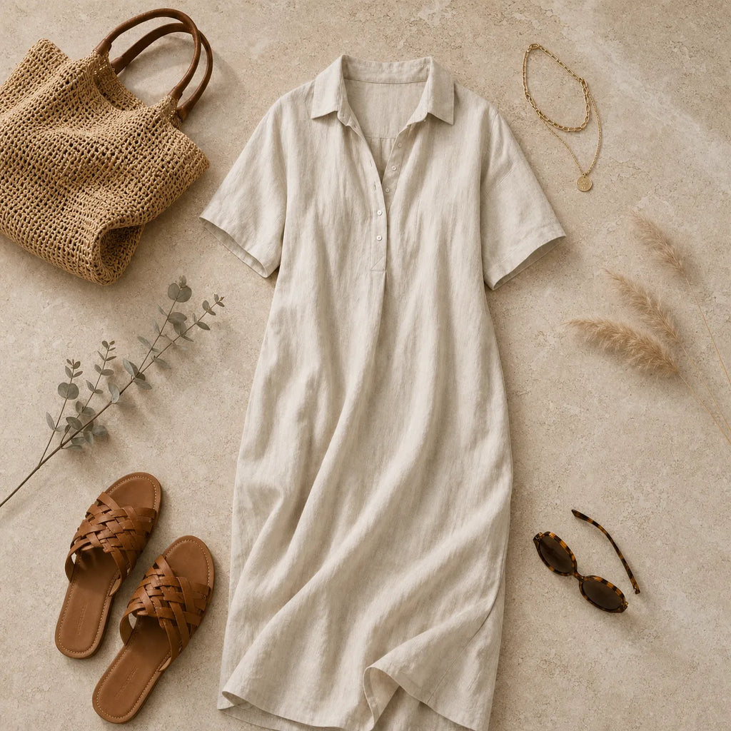 Lunavia – Women's Oversized Midi Shirt Dress