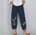 Yvonne Effortless Comfort Pants in navy floral print