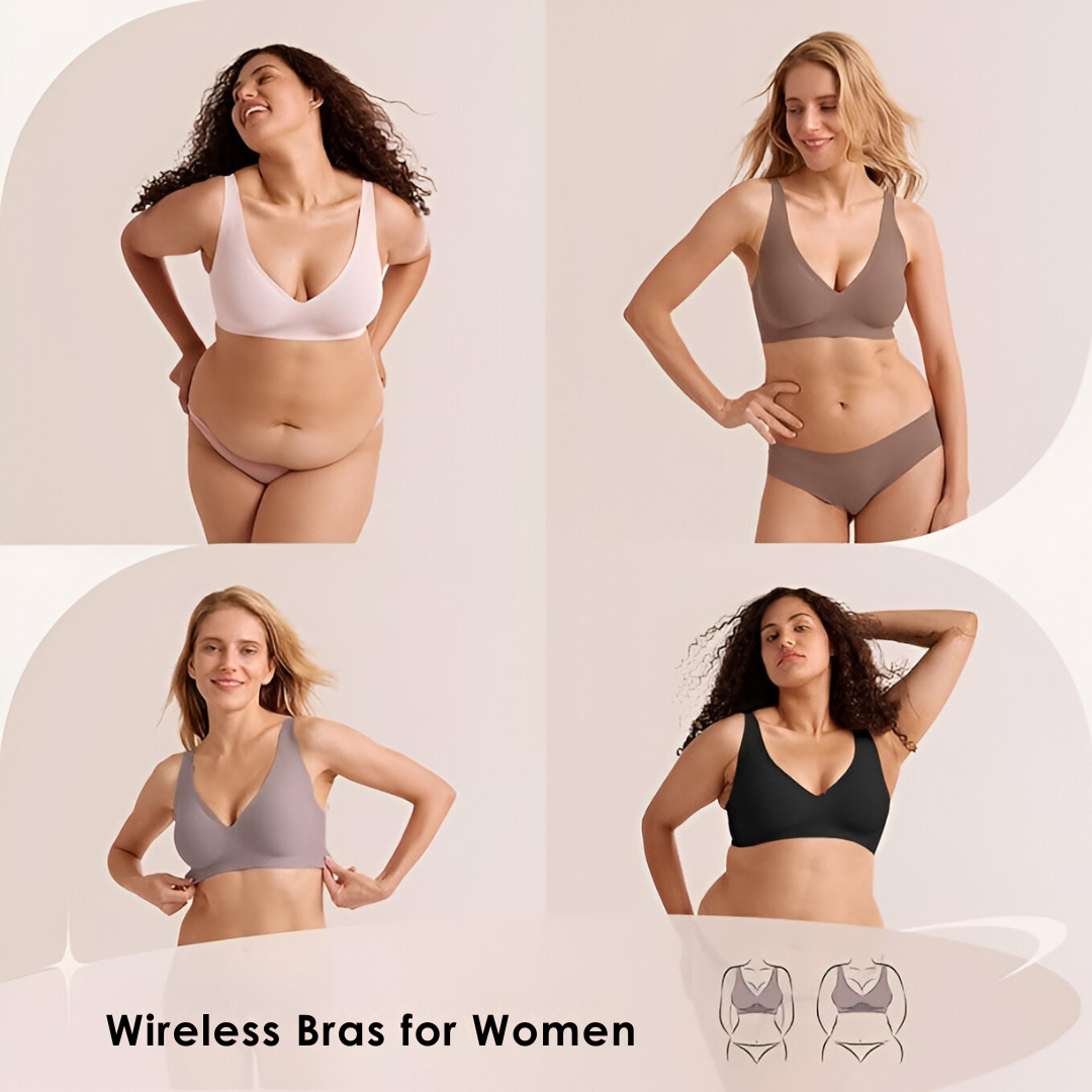Seamvera - Women's Seamless Deep V Push-Up Wireless Bra