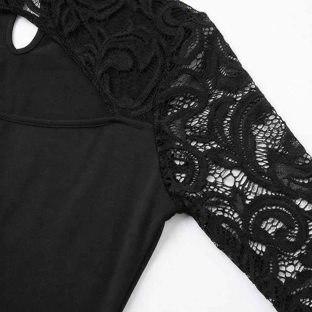 Velesse - Asymmetrical Lace Sleeve Top