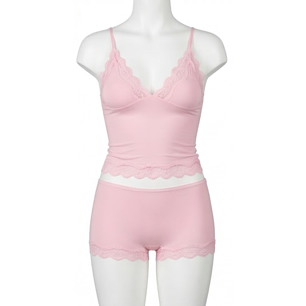 Lunaire - Seamless Lace Camisole and Boxer Brief Set