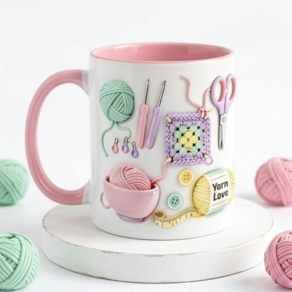 Yarnlove – 3D crafting mug for knitters and crocheters