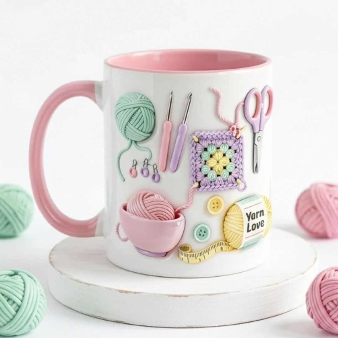 Yarnlove – 3D crafting mug for knitters and crocheters