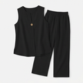 Lunavia – Women's Sleeveless Linen Co-Ord Set with Wide-Leg Pants