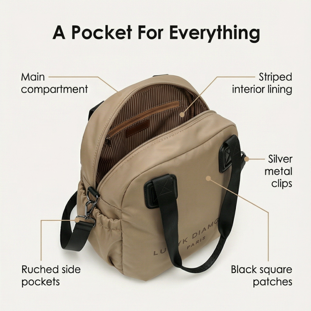 Carryé – Women's 3-in-1 Convertible Nylon Backpack