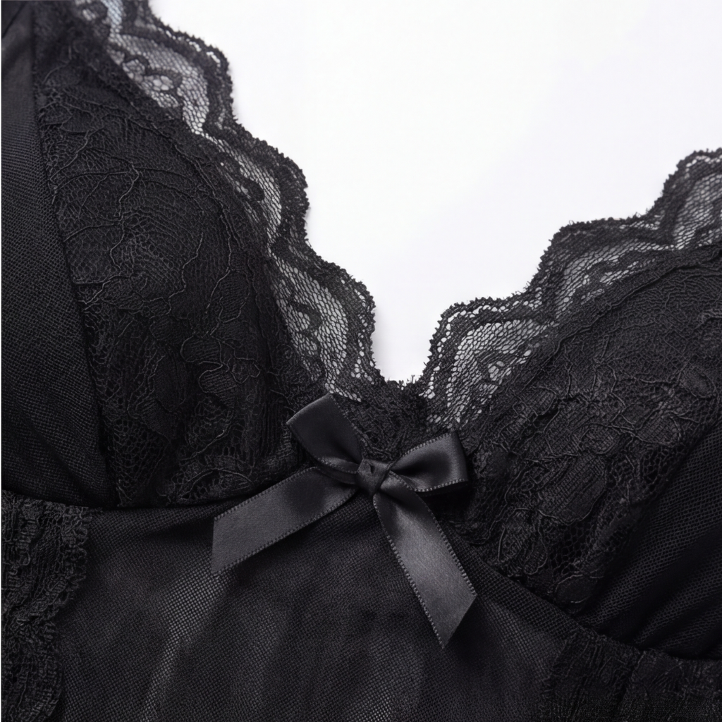 Veloure – Floor Length Lace Mesh Nightdress