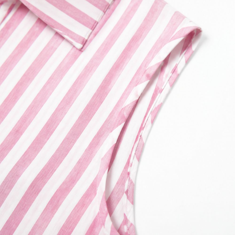 Marena – Striped Sleeveless V-Neck Shirt Dress for Summer