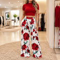 Florenza – Fitted Crop Top & Wide Leg Pants Two Piece Set for Women
