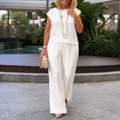 Appia Miceli – Cap Sleeve Top and Wide Leg Pants Set for Women