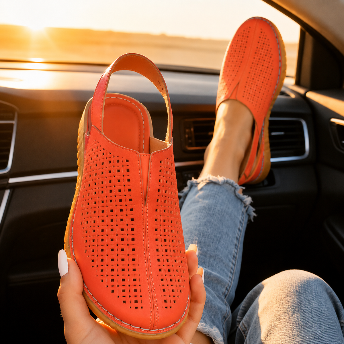 Solea – Women's Perforated Wedge Slingback Comfort Sandals