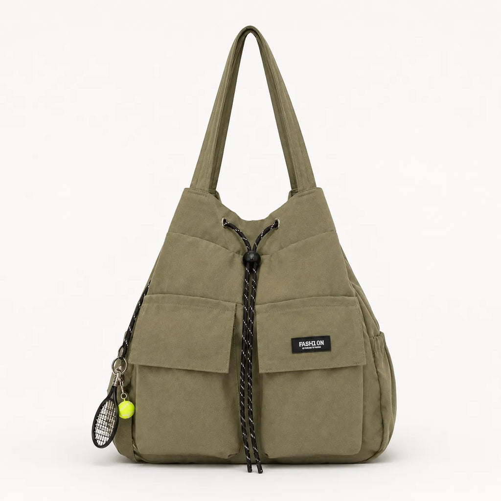 Carryall – Convertible Drawstring Canvas Tote Backpack with Cargo Pockets