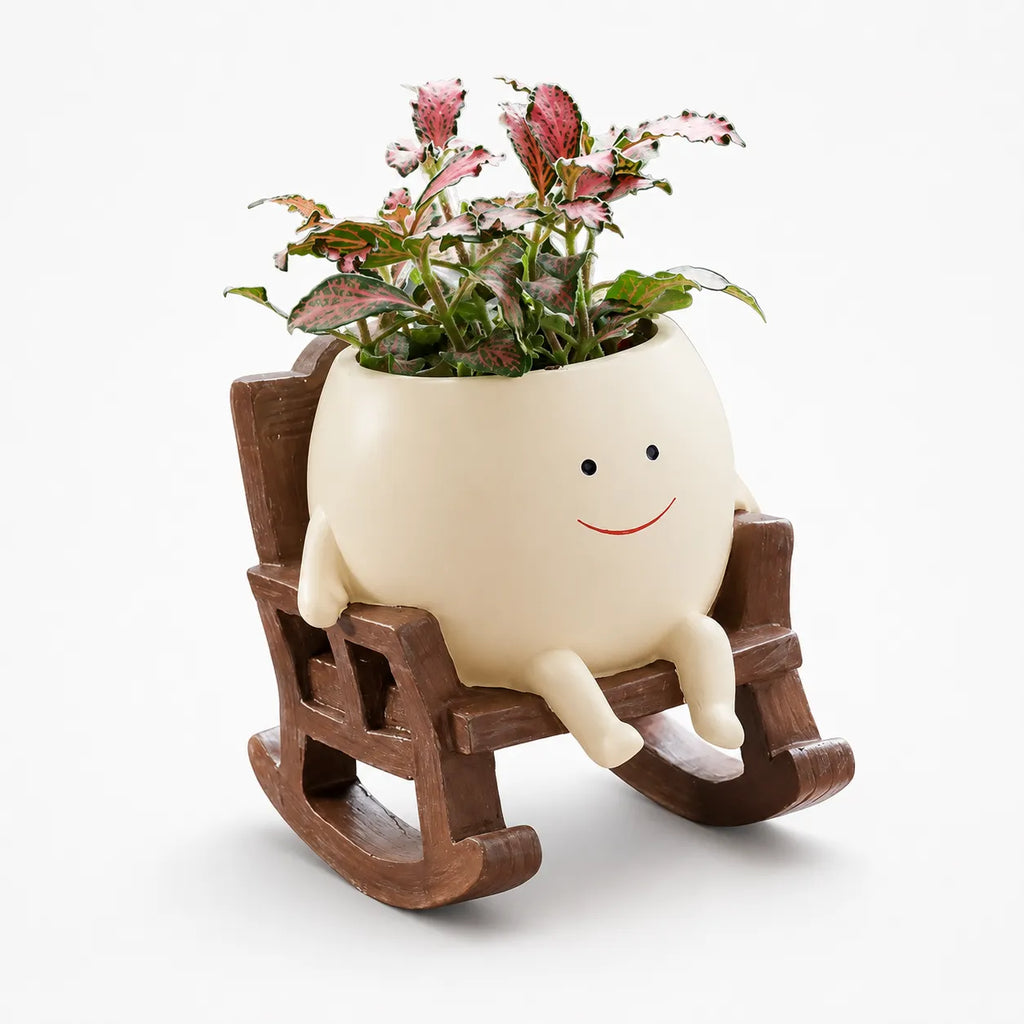 Pippin – Smiley Face Planter Pot with Rocking Chair, Swing & Hammock Designs