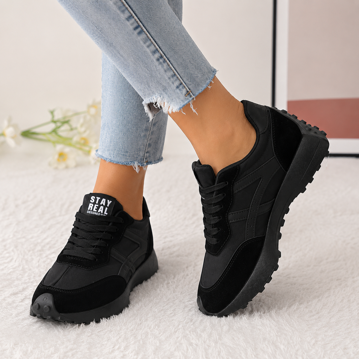 Solenne – Flat-Platform Non-Slip Chunky Sneakers