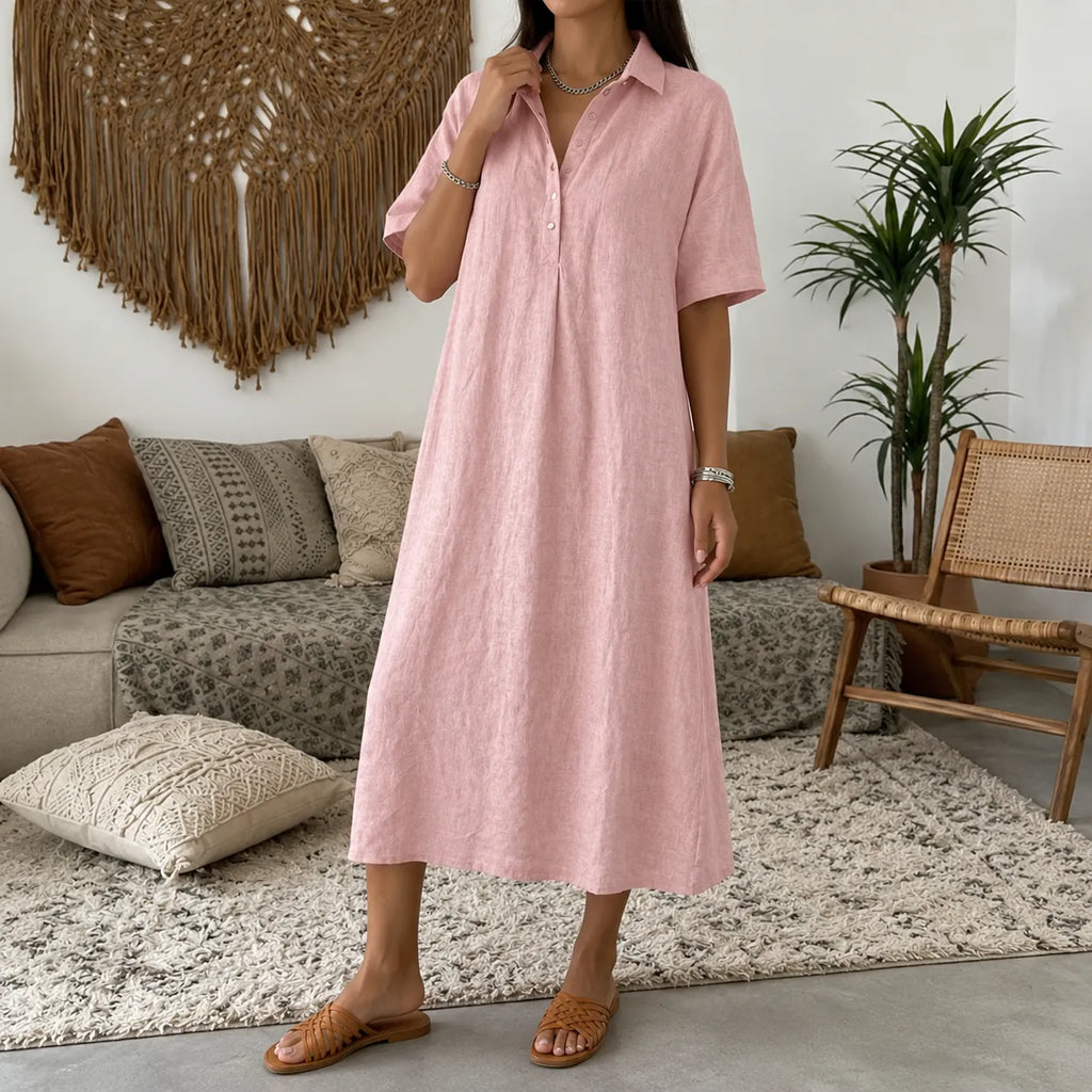Lunavia – Women's Oversized Midi Shirt Dress