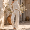 Alessia – Women's Cold-Shoulder Knit & Wide-Leg Set