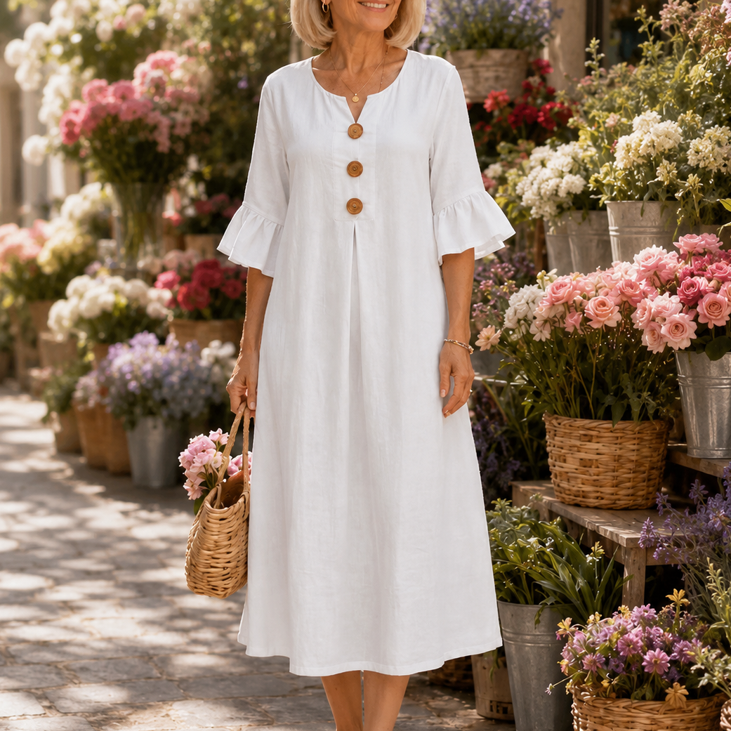 Wearbella – V-Neck Ruffle Sleeve Midi Dress
