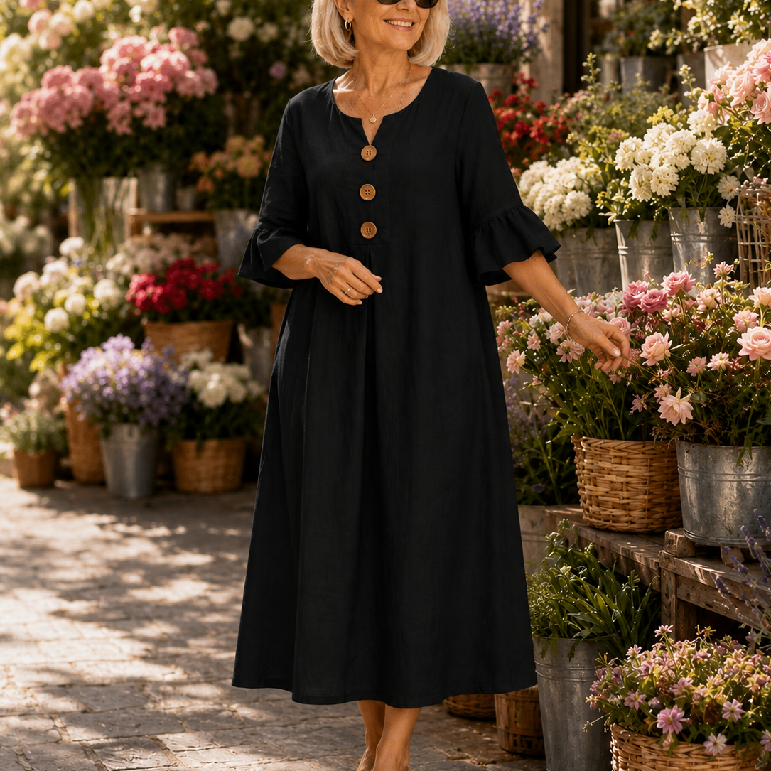 Wearbella – V-Neck Ruffle Sleeve Midi Dress