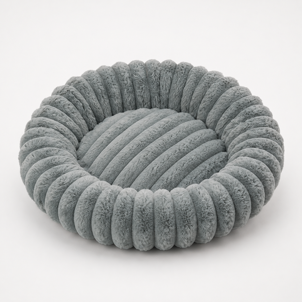 Nestwell – Raised-Edge Round Calming Plush Pet Bed