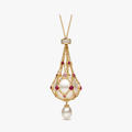 Lunara – Pearl & Gemstone Lavalier Pendant Necklace