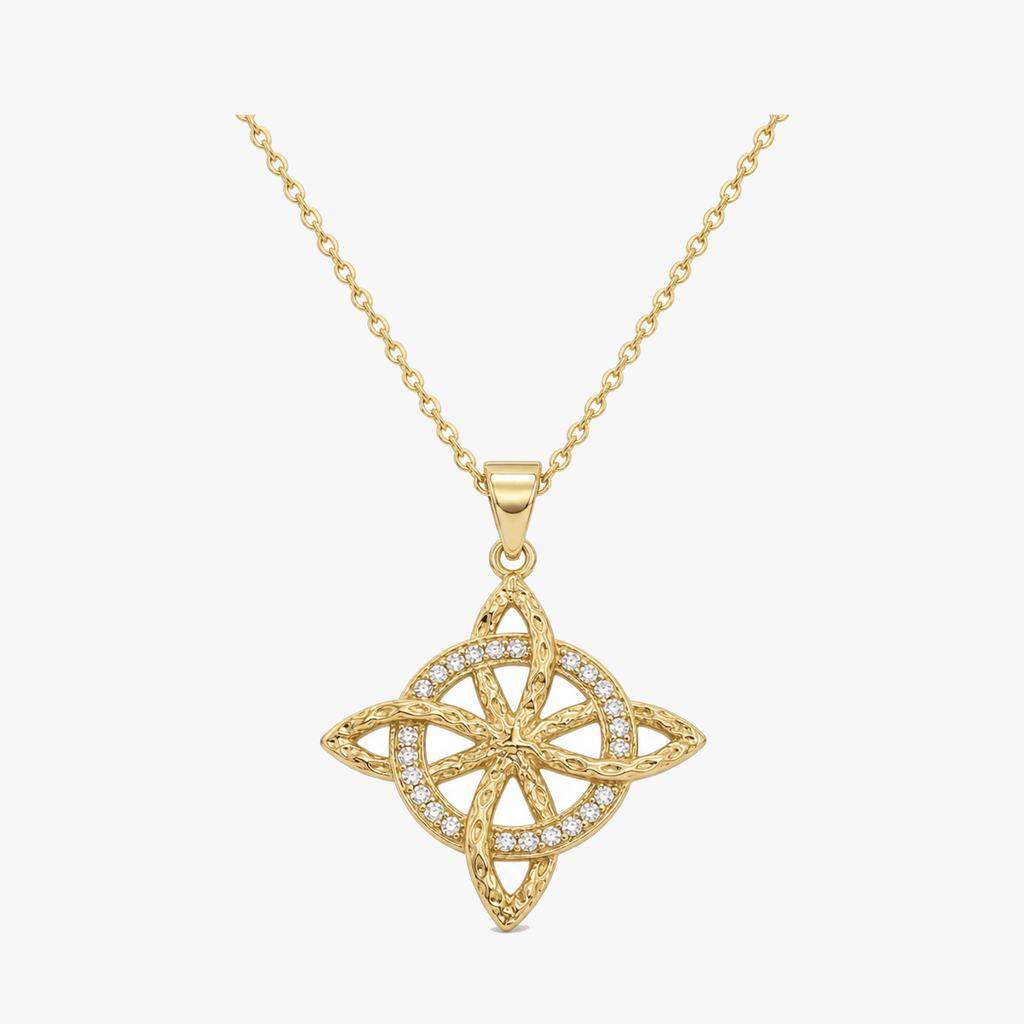 Elowen – Crystal Celtic Knot Necklace