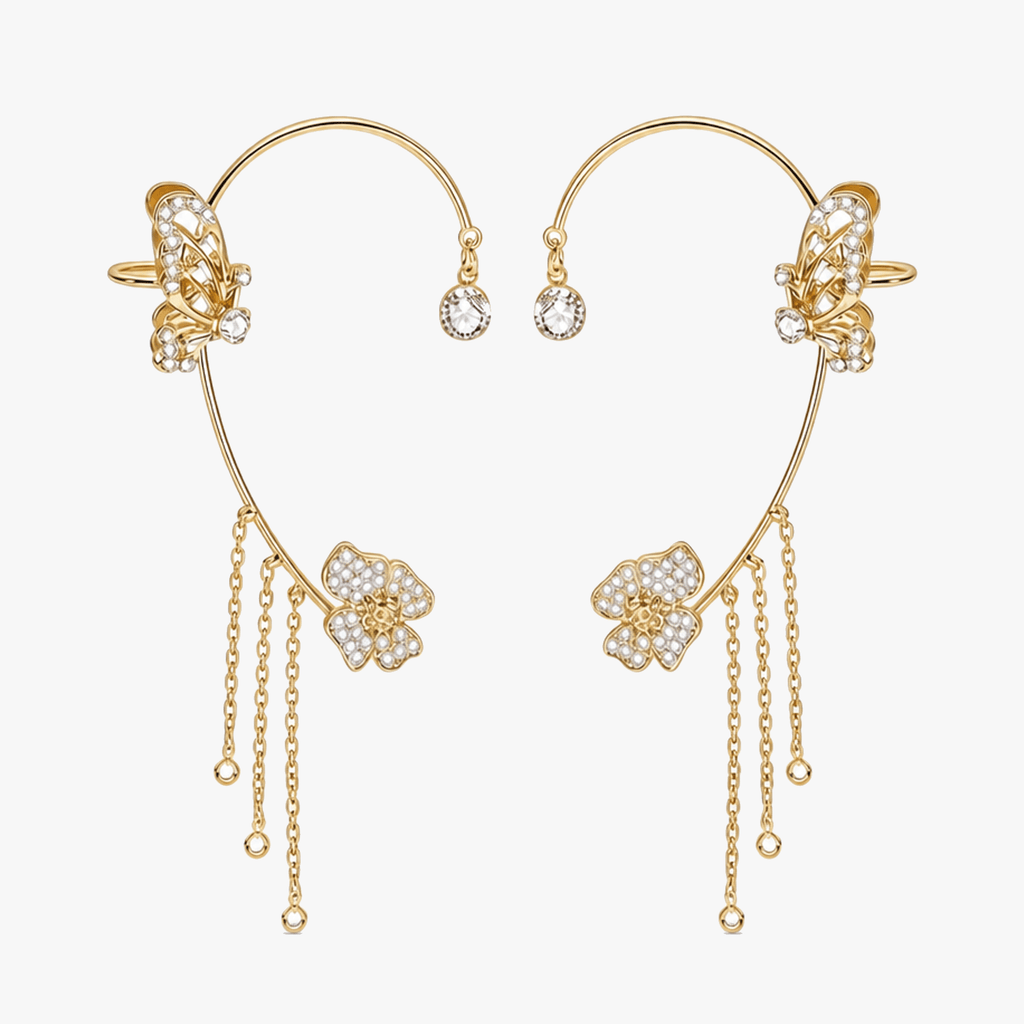 Ornata – Sparkling Butterfly Ear Cuff with Tassels