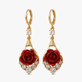Rosavelle – Red Rose Crystal Drop Earrings