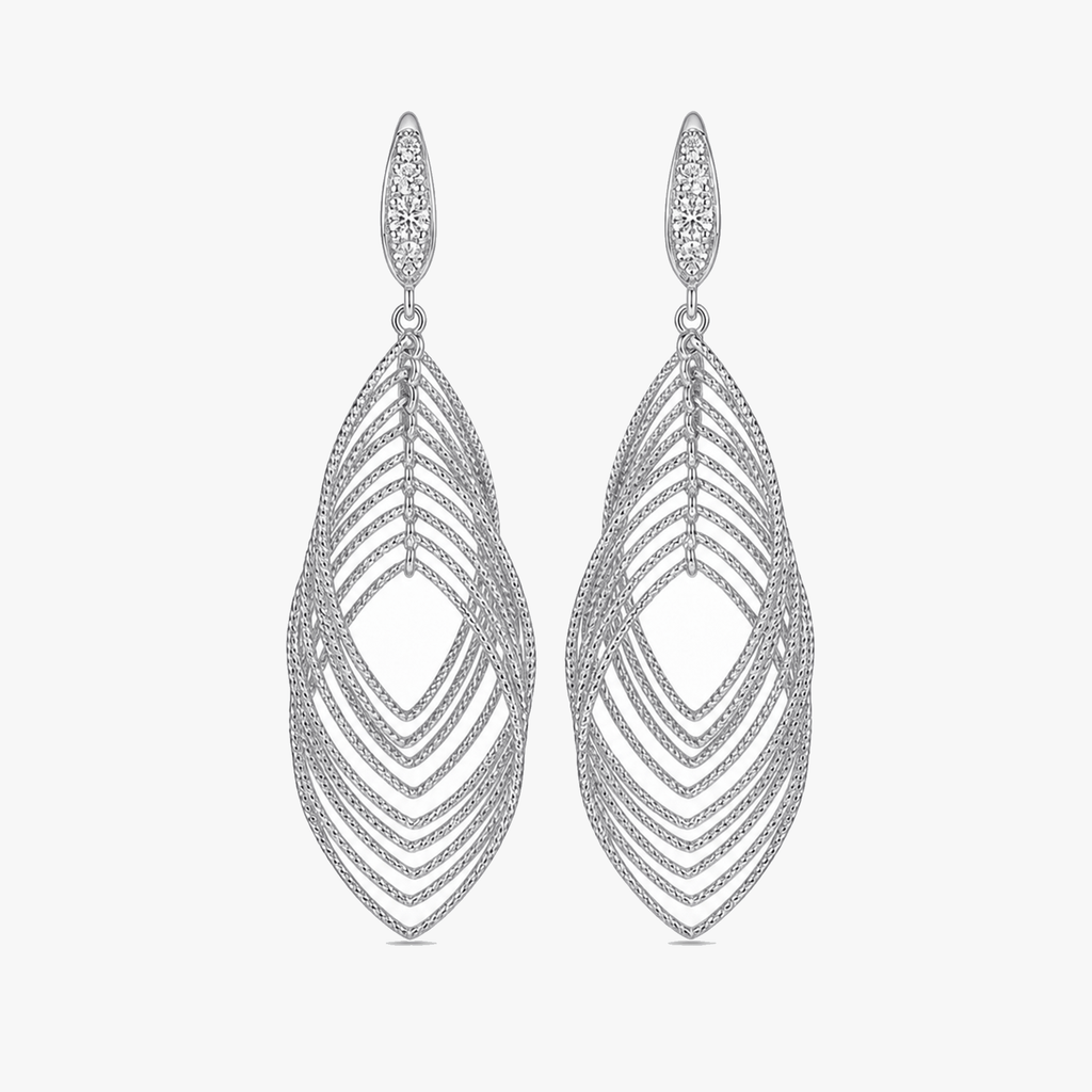 Lumivra - Cascading Silver Leaf Earrings