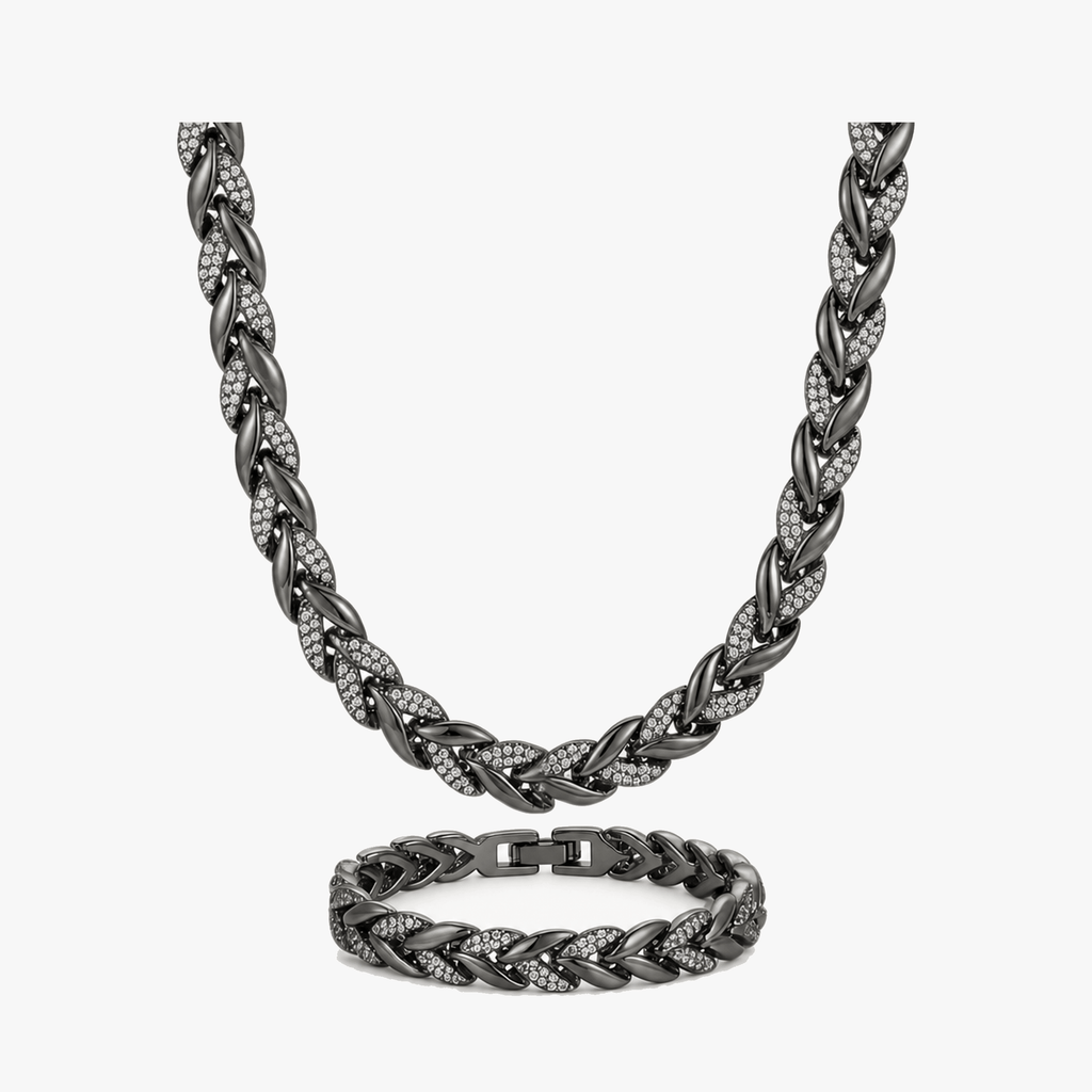 Lumara – Sparkling Leaf Link Necklace and Bracelet Set